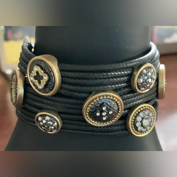 Chico's Jewelry Nwt Chicos Signature Bracelet Black Leather